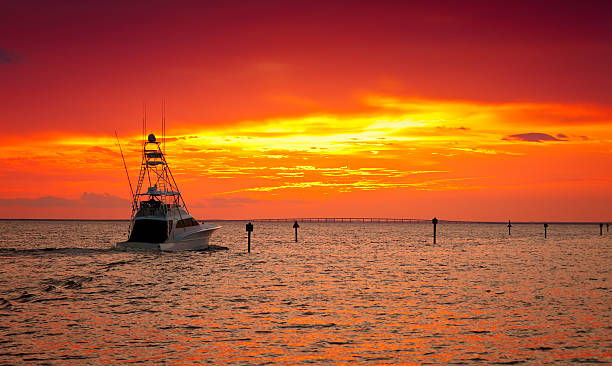 Sunset party cruise on the water off Brick, NJ,
