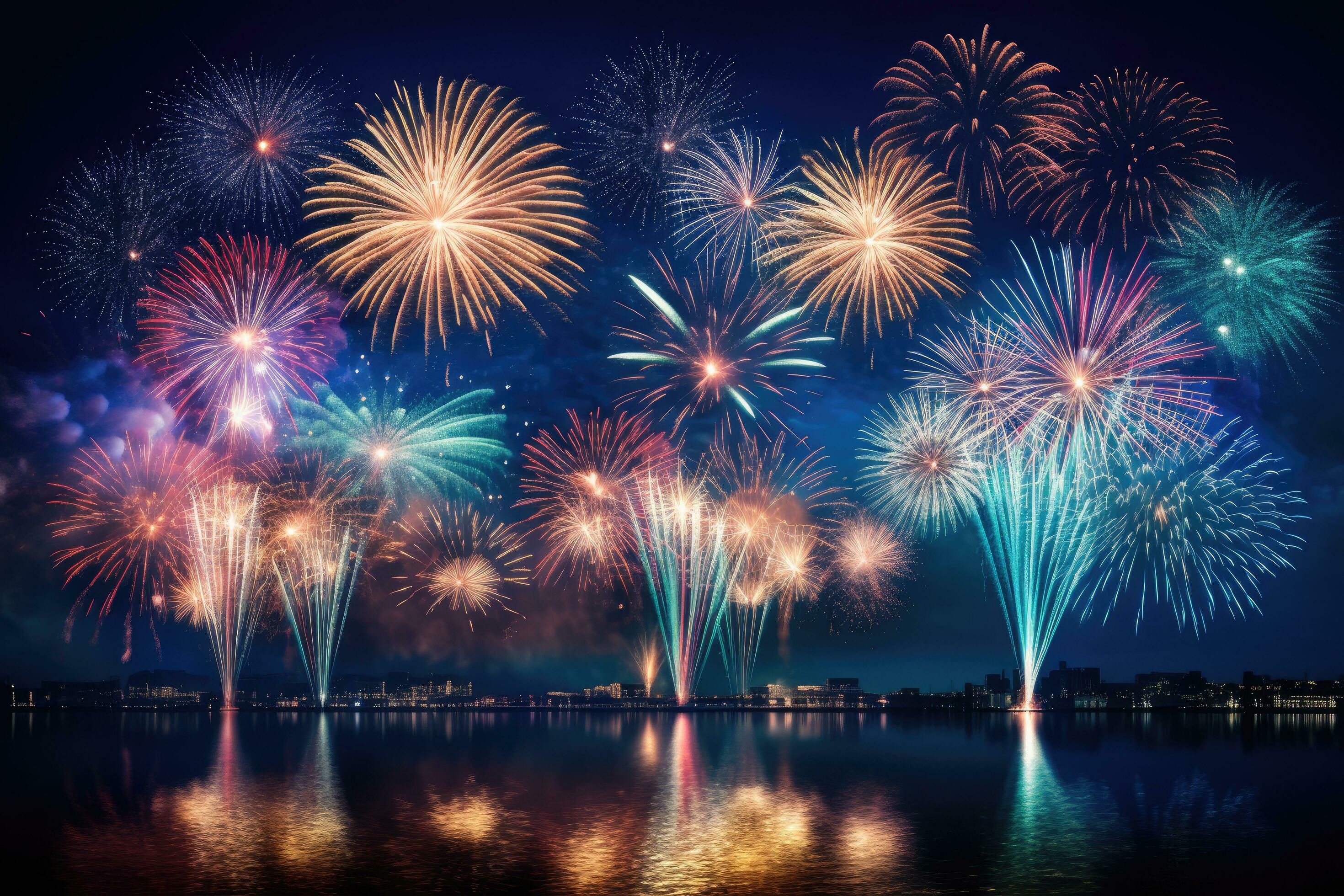 Fireworks show during a party boat cruise on the Jersey Shore, Brick, NJ.